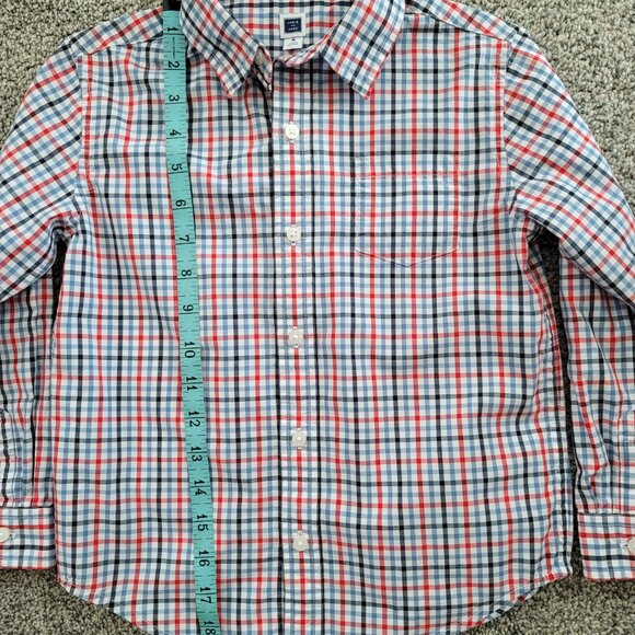 Janie and Jack boys Red White Blue Button Down Shirt Size 5, Nice Pre-Owned Cond - Picture 4 of 8